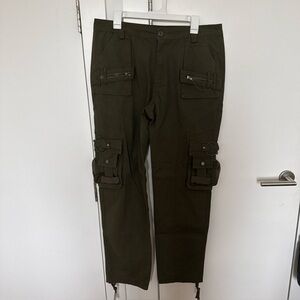Free Knight Mens Y2K Rave Green Military Army Cargo Pants 34x32 36 NWT
